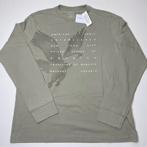 NEW Men's American Eagle Super Soft Graphic Long-Sleeve T-Shirt (Olive) MEDIUM